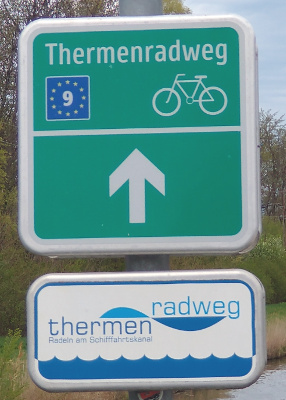 Radwegweiser Euroveolo 9 in Oesterreich Thermenradweg