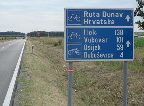 Radwegweiser Euroveolo 6 Kroatien km 2