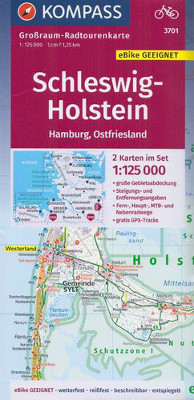 Kompass Grossraumkarte 3701 Schleswig-Holstein mit Moenchsweg