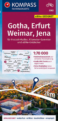 Kompass Fahrradkarte Gothe, Erfurt, Weimar, Jena