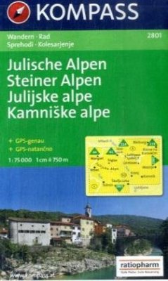 Komapsskarte mit Radrouten Julische Alpen 