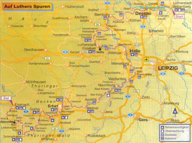 Karte Luther-Radweg